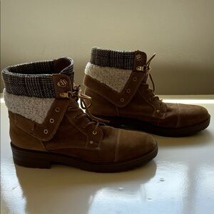 Tommy Hilfiger Brown Suede Ankle Boots with Shearling Lining